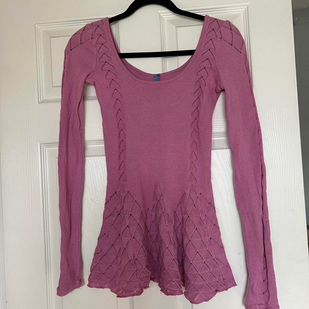 Free People pink lilac long sleeve top. Size x-small